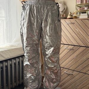 Silver Parachute Pants